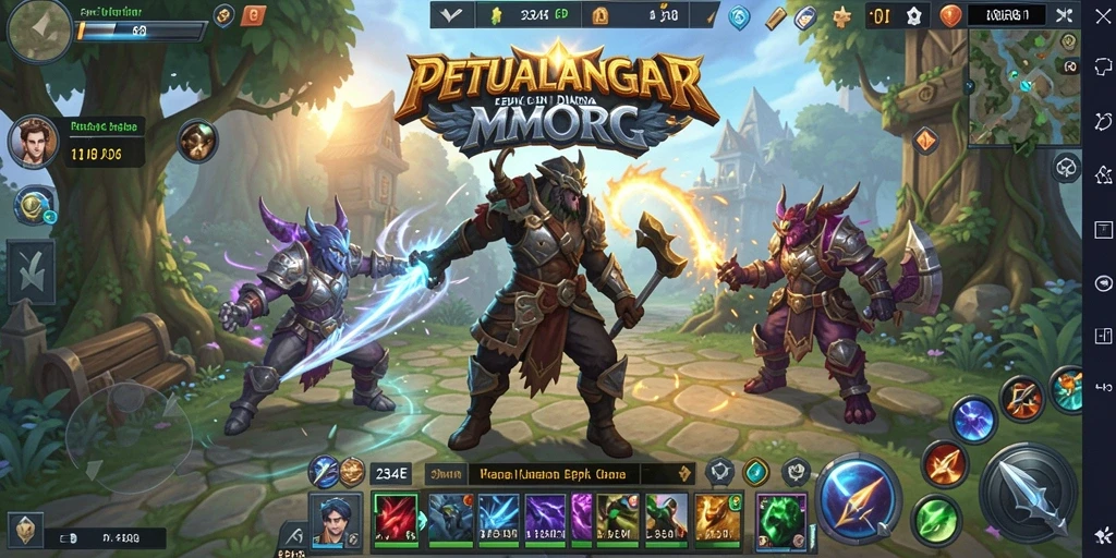 Tampilan gameplay epik dari dunia 234E yang penuh petualangan.