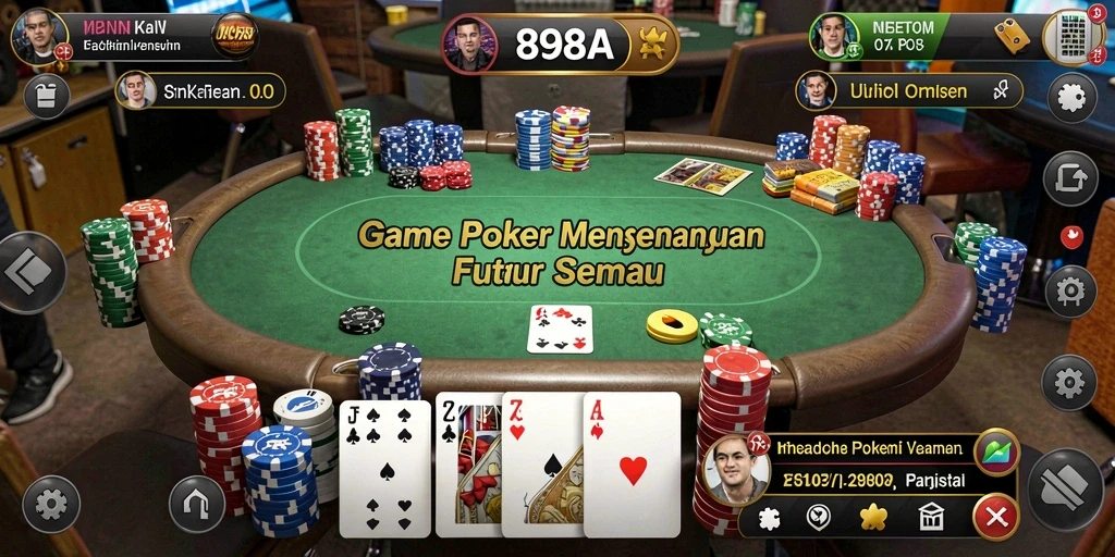 Tampilan utama gameplay Poker yang menarik di 898A.