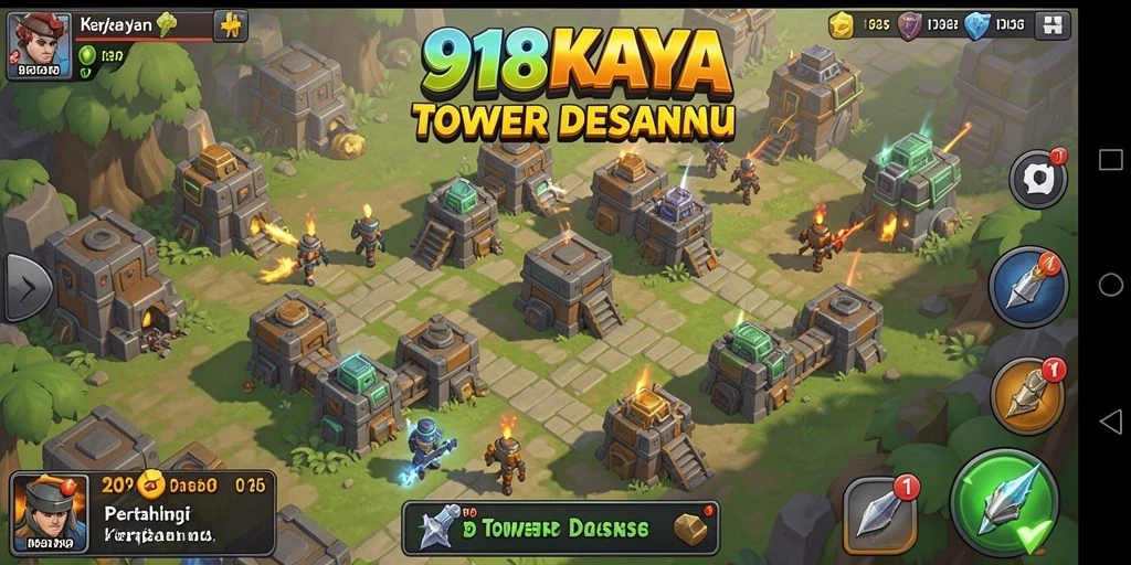 Tampilan gameplay 918KAYA yang seru dan menantang di genre Tower Defense.
