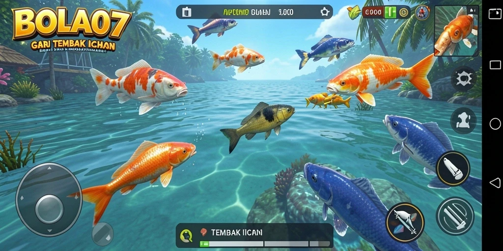 Tampilan gameplay yang menarik saat menembak ikan di BOLA07.