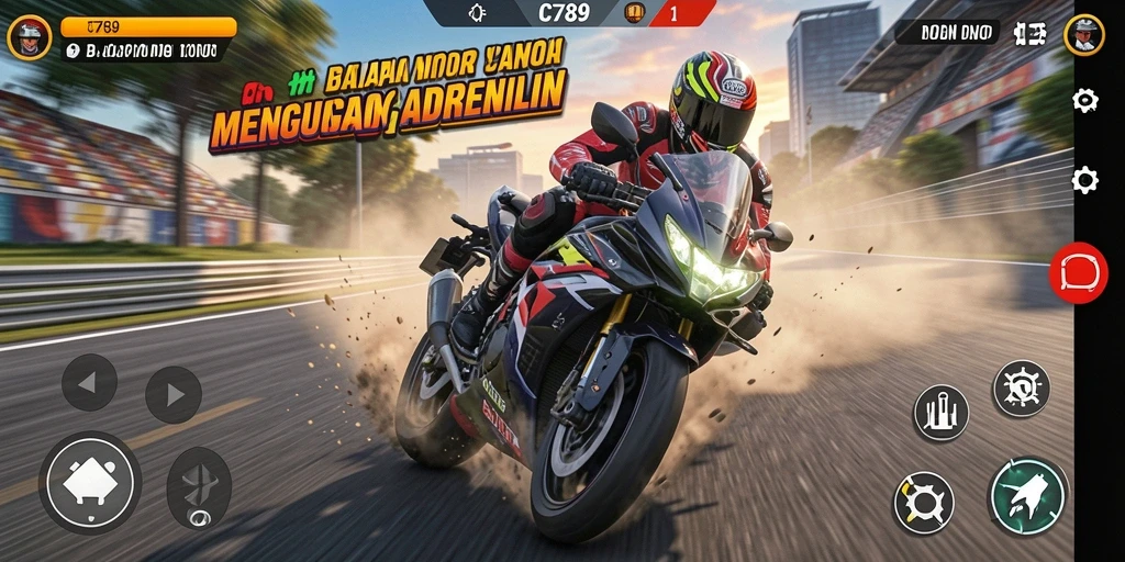 Gameplay mendebarkan dengan balapan motor realistik dan grafik menawan.