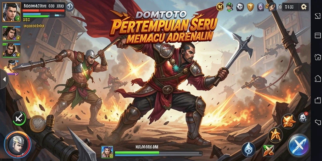 Screenshot utama DOMTOTO menampilkan aksi mendebarkan dari gameplay yang intens.