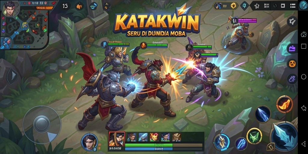 Screenshoot gameplay KATAKWIN yang menampilkan pertarungan seru di arena MOBA.
