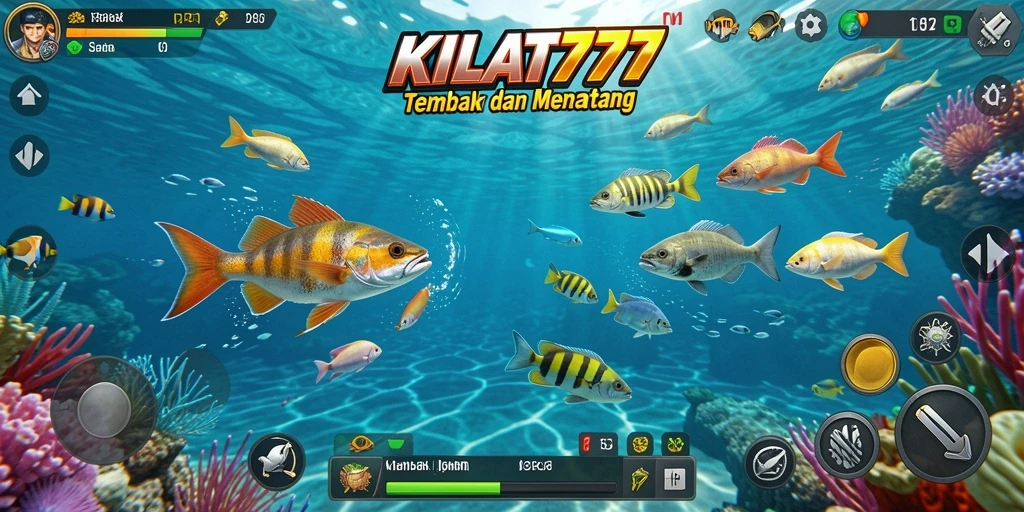 Tampilan gameplay KILAT777 dengan aksi menembak ikan yang mendebarkan.