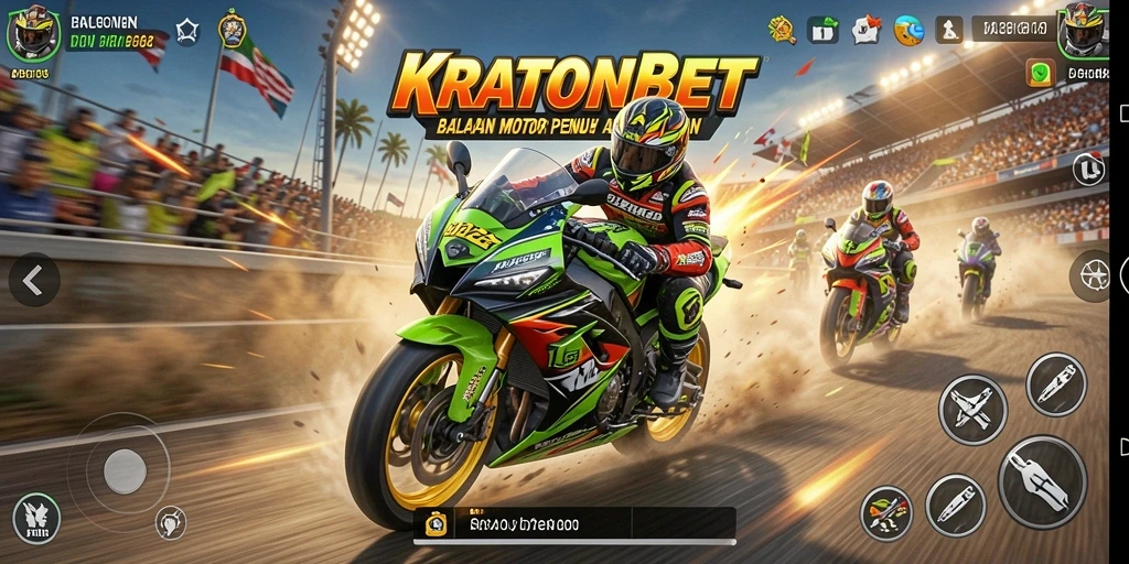 Gameplay KRATONBET yang mendebarkan dalam balapan motor.