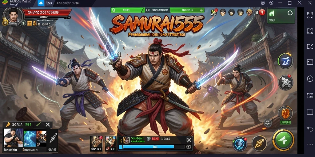 Tangkapan layar gameplay SAMURAI555 yang menampilkan aksi musik seru.