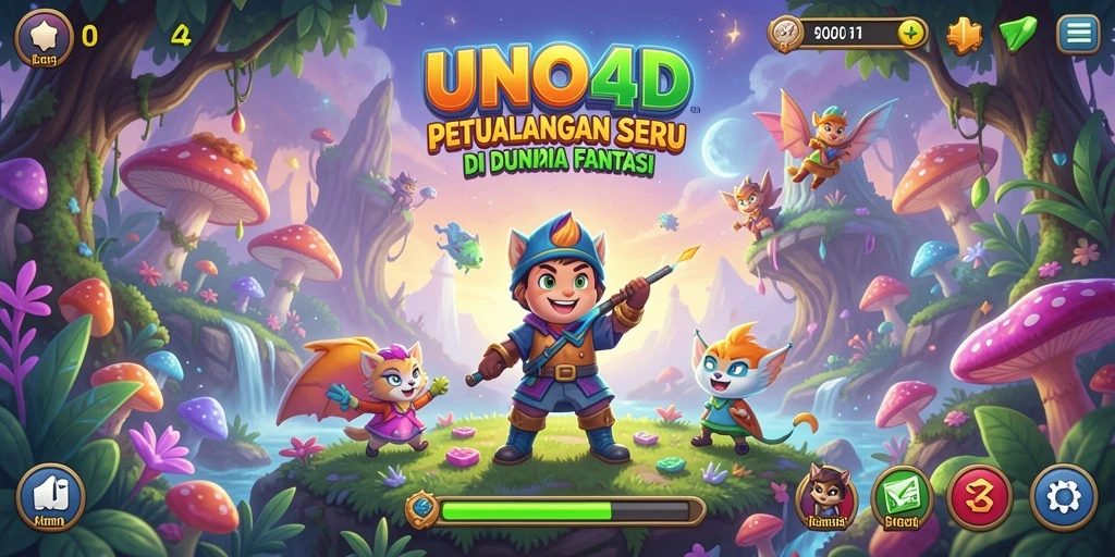 Screenshot utama menampilkan aksi petualangan yang mendebarkan di UNO4D.