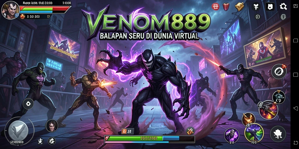 Gambaran tampilan gameplay balapan yang menegangkan di VENOM889.